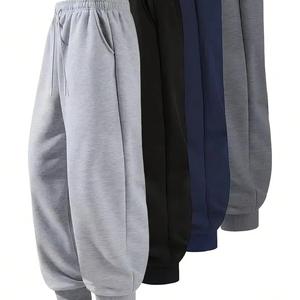 Ensemble de survêtements décontractés pour hommes, pantalon à taille mi-haute en tissu peigné, devant plat, 2 pièces, prix de gros, meilleures ventes - Product Image 1