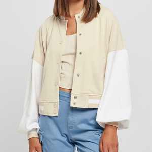 Nouvelle veste bomber universitaire d'hiver pour femme 2026, blanche, avec design réversible coupe-vent, doublure en coton, extérieur en laine/viscose - Product Image 1