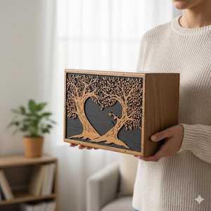 Boîte urne rectangulaire en bois de rose indien Tree Life, décoration murale pour la maison, 100% faite à la main, ouverture facile, panneau arrière coulissant, vis sécurisées - Product Image 5