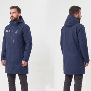 <b>Men's</b> <b>Waterproof</b> <b>Long</b> Hard Shell Hood Jacket Front Logos Outdoor Wear Rain <b>Coat</b> Regular Fit Hiking Camping <b>Long</b> Hooded Jackets - Product Image 4