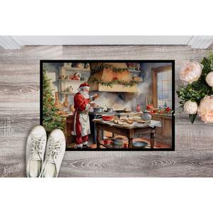 Paillasson du père noël avec biscuits 24H X 36W tapis de porte avant intérieur extérieur antidérapant tapis d'entrée lavable à poils bas - Product Image 2