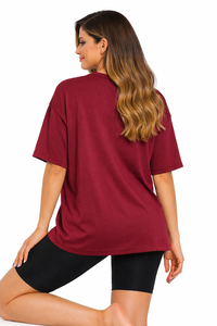 Camiseta de Mujer Oversize Casual Estilo Urbano Holgada de Algodón Estampada Top de Verano a la Moda para Damas - Product Image 3