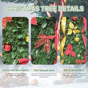 7.5FT Pre-Decorated Pop up Christmas <b>Tree</b> <b>with</b> 200 Warm White for UL <b>Lights</b> Red Gold Ornaments Flowers Ribbons & Bow - Product Image 3
