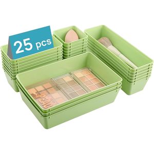 25 PCS Versatile 4-Size <b>Plastic</b> Drawer Organizers Set Makeup Bed <b>Storage</b> <b>Bins</b> Bathroom Organizer Organizers Organizer Makeup - Product Image 1