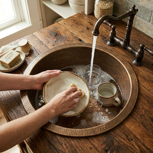 Vasque de salle de bain ovale en cuivre martelé vieilli, style marocain, design traditionnel, fabriquée à la main, à poser - Product Image 4