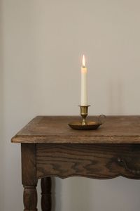 Handmade <b>Brass</b> <b>Candlestick</b> <b>Holder</b> Classic Design Home Decoration Metal Candle <b>Holder</b> with White Candle on Table - Product Image 4