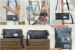 Nueva Cartera Cruzada de Diseño 2026 con Grabado a Mano en Cuero, Cartera Trifold de Piel Genuina de Vacuno con Correa de Muñeca para Mujer - Product Image 3