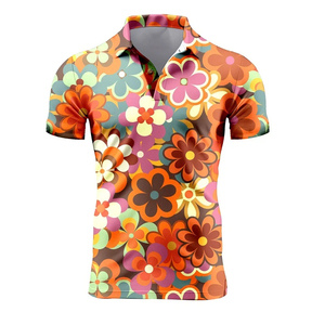 Unisex Short Sleeve Floral Print for Shirt Turn-<b>down</b> Collar Breathable Cotton Summer Casual Top Front Logo Hawaiian Style - Product Image 3