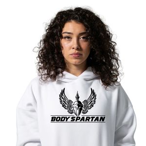 Sweat-shirt à capuche blanc pour femme, manches longues, en molleton, décontracté, pour la gym, les entraînements, vêtements de sport, doux, confortable, pour tous les jours - Product Image 2