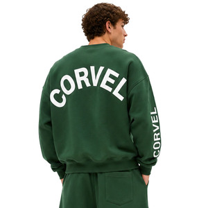 Ensemble de sweats à capuche et pantalons à jambes larges personnalisés, imprimés, à col ras du cou, avec poche poitrine, en coton épais, tenue décontractée de luxe - Product Image 3