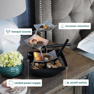 Fontana d'Acqua Automatica da Tavolo con Suono Rilassante, Decorazione per la Casa, Vasca Profonda con Rocce Naturali, Categoria Prodotto: Fontana - Product Image 1