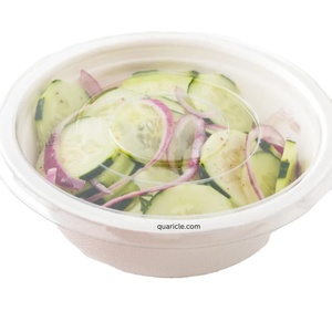 ชามแบบใช้แล้วทิ้งฝาแบนสำหรับสัตว์เลี้ยงแข็งแรงทนทาน12ออนซ์ภาชนะทำจากเยื่ออ้อยเป็นมิตรต่อสิ่งแวดล้อมสำหรับใช้ในซุปสลัดอาหาร - Product Image 1