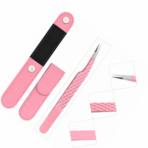 Pinzas de Acero Inoxidable Rosadas con Punta Dentada, Herramienta de Precisión para Extensión de Pestañas - Product Image 1