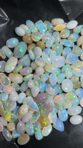 100% Natural Small Size White Opal Cabochon | Full <b>Fire</b> Rainbow Loose Gemstones | Oval Pear Mix Shapes | Trimurti <b>Gems</b> | Third - Product Image 1
