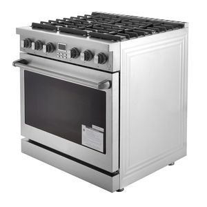 Freestanding 35.9-Inch Stainless Steel Gas <b>Range</b> Oven with 6 Sealed Cooktop Burners and Easy Reach Racks - Product Image 1