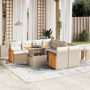 Ensemble de canapés de jardin avec accoudoirs réglables en rotin PE beige crème, élégants canapés de jardin en rotin PE crème - Product Image 1