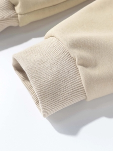 Sweat-shirt à capuche uni blanc pour homme, coupe classique, en coton tricoté, décontracté, avec poche kangourou, pour l'automne - Product Image 5