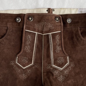 Shorts Lederhosen Bavarois Allemands Style Moderne en Toile Légère Couleurs Vives Broderie Droite Respirant Taille Mi-Haute avec Bretelles - Product Image 2