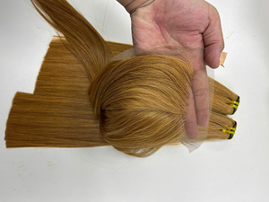 Prix de gros 100% brut vierge vietnamien dentelle humaine trame os droit couleur caramel clair Super Double Drawn Extensions de cheveux - Product Image 3