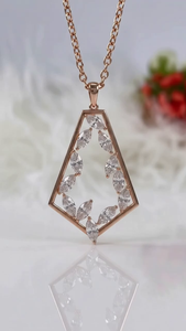 Collar con Colgante Geométrico de Diamante Corte Marquesa en Oro Rosa de 14K, Colgante Floral Moderno y Minimalista, Joyería Fina para Regalo - Product Image 3
