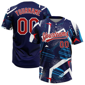 Maillot de baseball personnalisé sublimé, respirant, col en V, boutonné, uniforme de softball unisexe, vêtements d'équipe, maillot de softball - Product Image 1