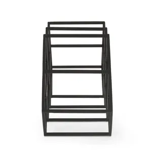 Moderno Estante para Botellas de Vino de Metal Negro con Diseño de Diamantes, Soporte Geométrico para Botellas de Vino para Encimera, Mueble de Almacenamiento para Cocina, Bar o Gabinete - Product Image 6