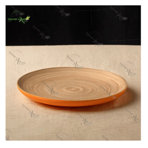 Plato de Servir de Bambú Natural, Ecológico, Duradero, Biodegradable, No Tóxico, Plato Redondo Clásico de 25 cm de Diámetro para Fiestas, Vietnam - Product Image 1