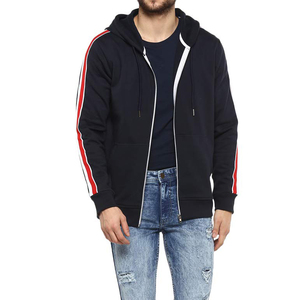 Sudadera con capucha de forro polar de punto con cremallera completa para hombre, estilo vintage, con logotipo personalizado, fabricante OEM, poliéster, venta al por mayor - Product Image 2