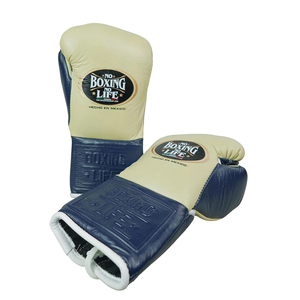 Guantes de Boxeo Personalizados con la Frase 'No Boxing No Life', Completamente Impresos, 100% Cuero Genuino, Cierre Ajustable con Cordones, para Entrenamiento Profesional de Boxeo - Product Image 2