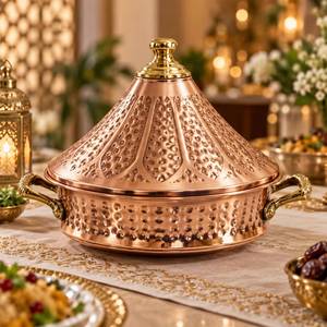 Hammered Copper Finish Stainless Steel Chafing Dish Buffet Server Premium <b>Food</b> <b>Warmers</b> And Casseroles For Catering - Product Image 1