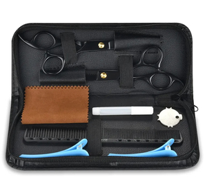Kit professionnel de coupe de cheveux à domicile, ciseaux de coiffure, kit de ciseaux à effiler, peigne et étui pour hommes - Product Image 6
