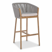 Tabouret de bar en bois massif avec assise rembourrée en corde tressée, mobilier moderne pour restaurants