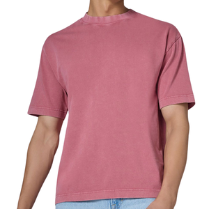 Custom Oversized 100% Cotton Heavyweight <b>Plain</b> Blank Men's O-Neck Short Sleeve Breathable Quick Dry T-Shirt - Product Image 5