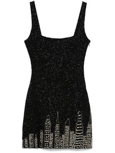 Mini-robe longue de soirée, ornée de sequins, perles et broderies, silhouette droite, taille naturelle - Product Image 4