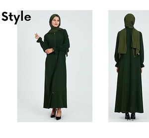 Abayas pour femmes, style robe longue ou courte, à manches courtes ou longues, imprimées, à ouverture frontale, personnalisables, style Dubaï, les plus vendues - Product Image 4