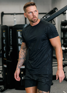 mens gym compression tshirt <b>tight</b> fit half sleeve athletic fitness wear breathable quick dry stretch sports bodybuilding sports - Product Image 6