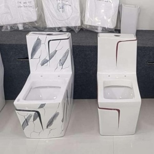 Toilettes blanches en une pièce en gros-Closestool de salle de bain en céramique colorée, toilettes à eau WC en vrac - Product Image 5