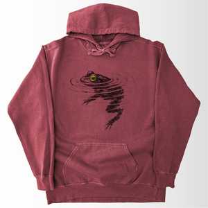 Sweat-shirt à capuche pour femme, gris foncé, imprimé œil de grenouille, poche avant, en coton tricoté, vêtement d'automne - Product Image 3