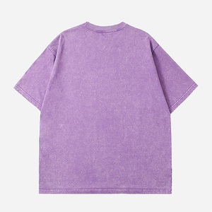 T-shirt vintage personnalisé en jersey épais délavé à l'acide, en coton peigné, col côtelé, épaules tombantes, coupe oversize, grande taille, style streetwear - Product Image 4