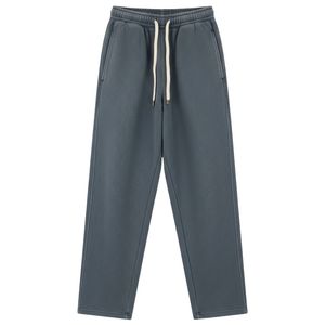 Heavyweight Grey Washed Ribbed Polo Sweatshirt and <b>Jogger</b> Set for Men Cotton Streetwear Sweatpants with Ribbed Collar Fashion - Product Image 3