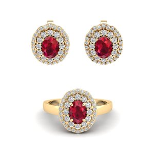 Parures de bijoux REYES Custom Design en argent sterling 925 avec moissanite VVS, pierres ovales de 2,65 carats, boucles d'oreilles et bague en rubis pour elle - Product Image 3