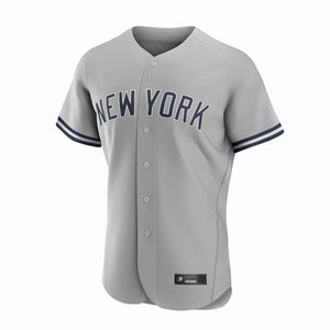 Maillot de baseball New York pour homme, gris, manches courtes, col en V, boutons sur le devant, imprimé en twill, coupe classique, adulte, toutes saisons - Product Image 1