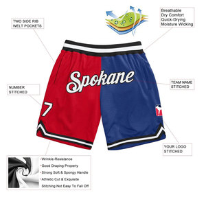 Men's Basketball Shorts Solid Red Blue Satin High Waist Drawstring Closure Heat-Transfer Printed Elastic Sporty Breathable Mesh - Product Image 2