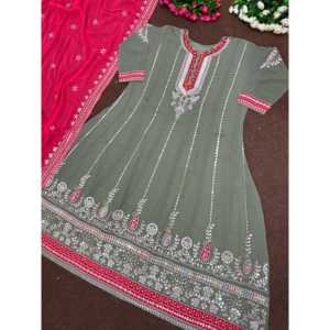 Belle robe de soirée Anarkali avec Dupatta fantaisie - Product Image 5