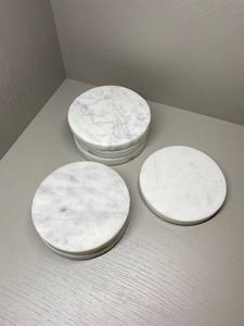 High Demand White Round <b>Marble</b> Coasters <b>Set</b> With Natural Stone Finish For Elegant Home Decor <b>Coffee</b> and Tea <b>Table</b> Use - Product Image 4