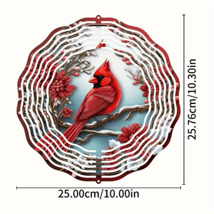 CIFbuy Girandola a Vento Rosso Vibrante a Forma di Cardinale, Campanella a Vento Spessa con Mandala, Decorazione Artistica da Giardino per Esterni, Patio, Cortile e Prato - Product Image 1