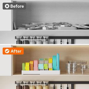 Organizzatore per Dispensa Espandibile con 8 Divisori Regolabili e 9 Sezioni, Porta Coperchi per Contenitori Alimentari, Organizzazione Cucina - Product Image 6