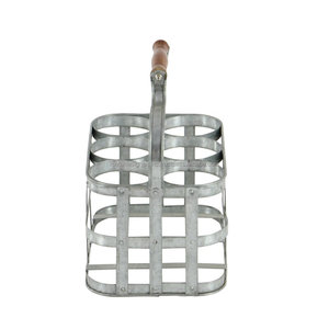 Porte-bouteilles de table 6 bouteilles au design moderne Porte-bouteilles en fer galvanisé et aluminium avec panneau en bois pour meubles de maison - Product Image 6