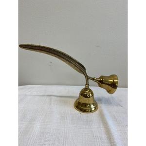<b>Cast</b> Brass Feather Handle Polish Luxury Bells Decorative <b>Hand</b> Bell Gift Items For Wedding Occasion Table Decoration - Product Image 1