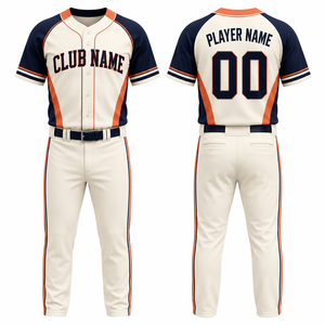 Ensemble de maillot et pantalon de baseball personnalisé pour homme, manches courtes, nom du club imprimé, tissu respirant, taille élastique, polyester anti-humidité - Product Image 1
